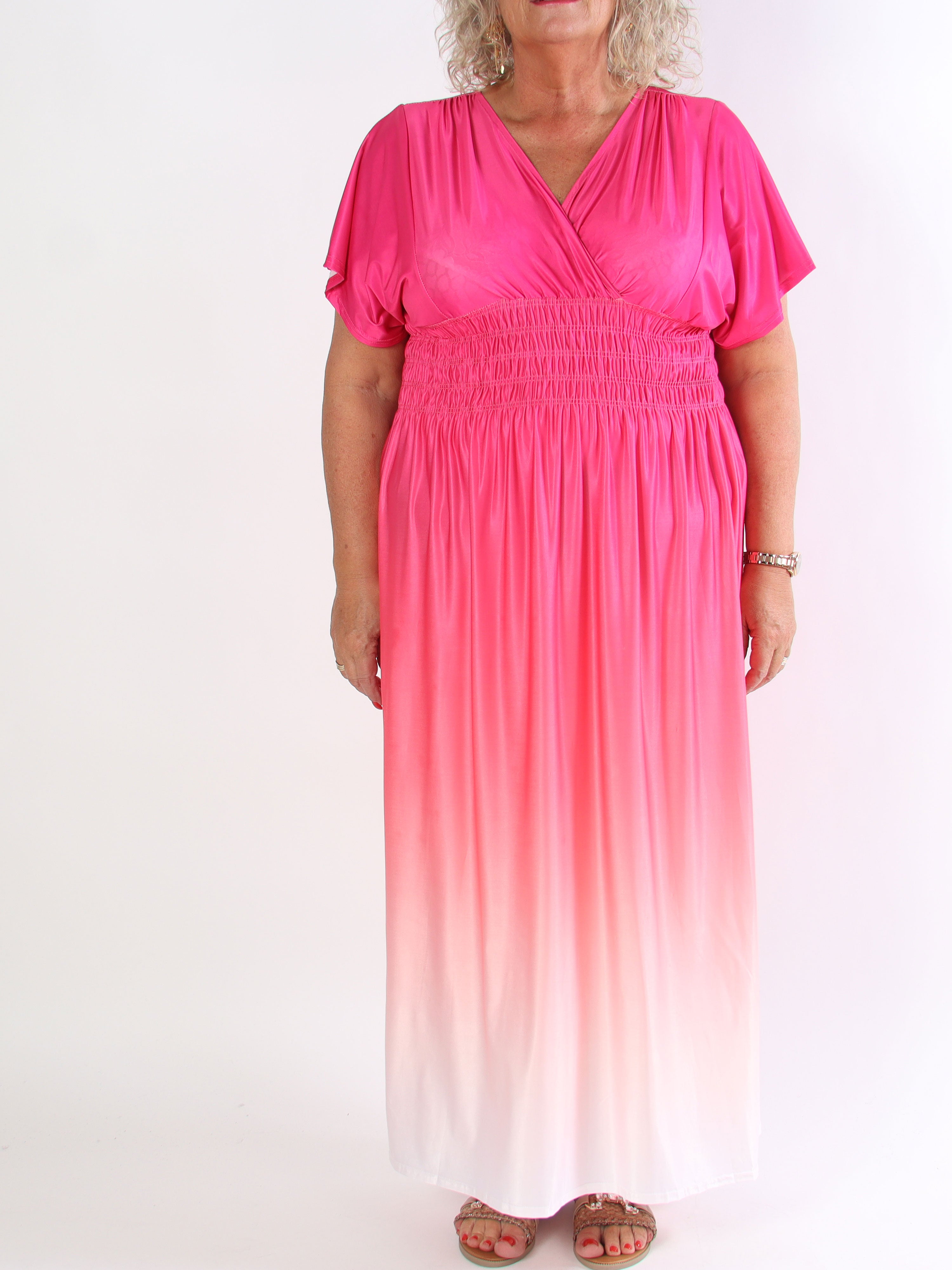 Pams Fade - Lång mångfärgad stretchig plus size klänning